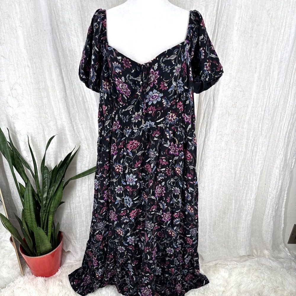 Lane Bryant Floral Milkmaid Dress Size 24 Dark Romantic Cottage Whimsigoth Fairy